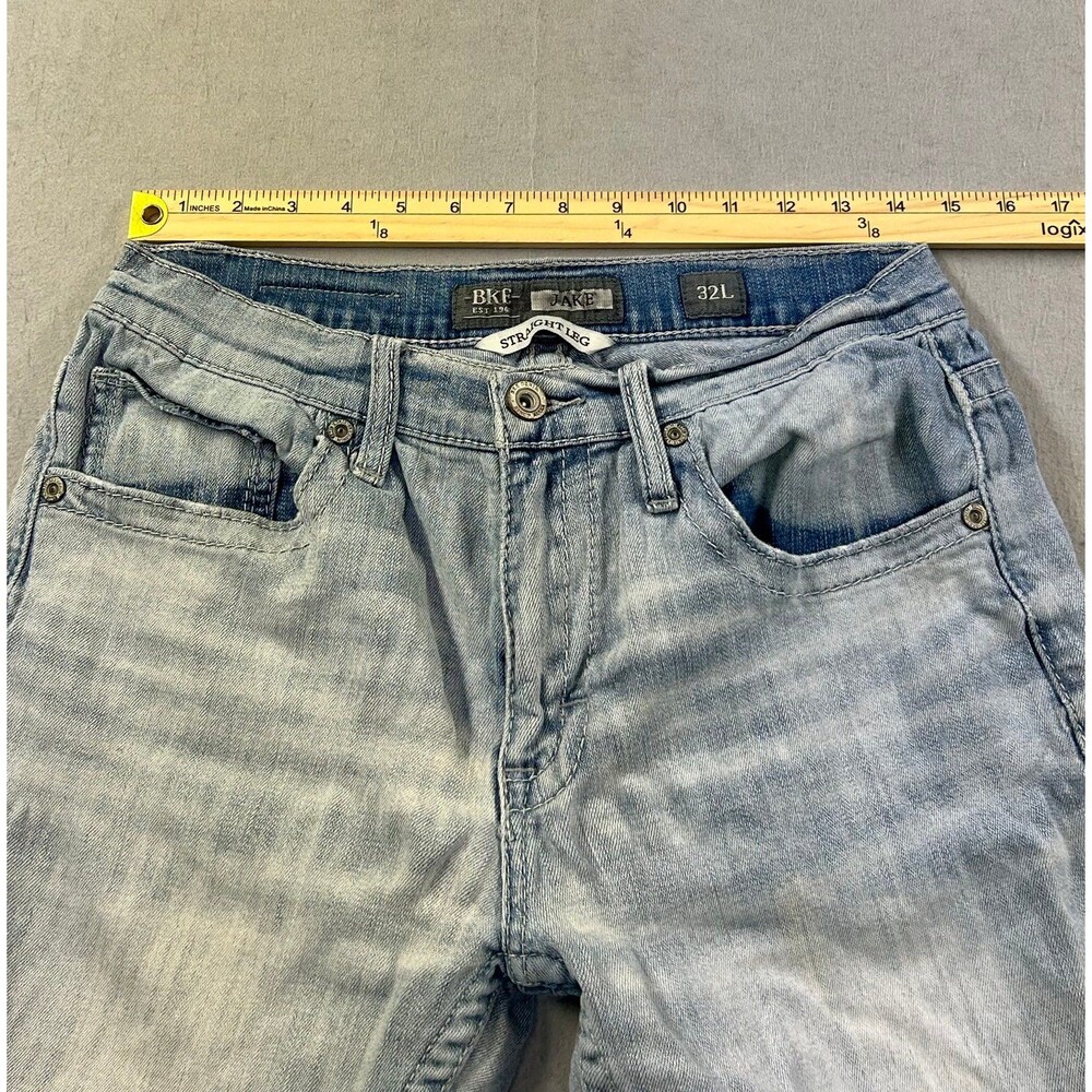 BKE Mens Jake Straight Leg Jeans 32L Light Blue wash - Picture 9 of 11